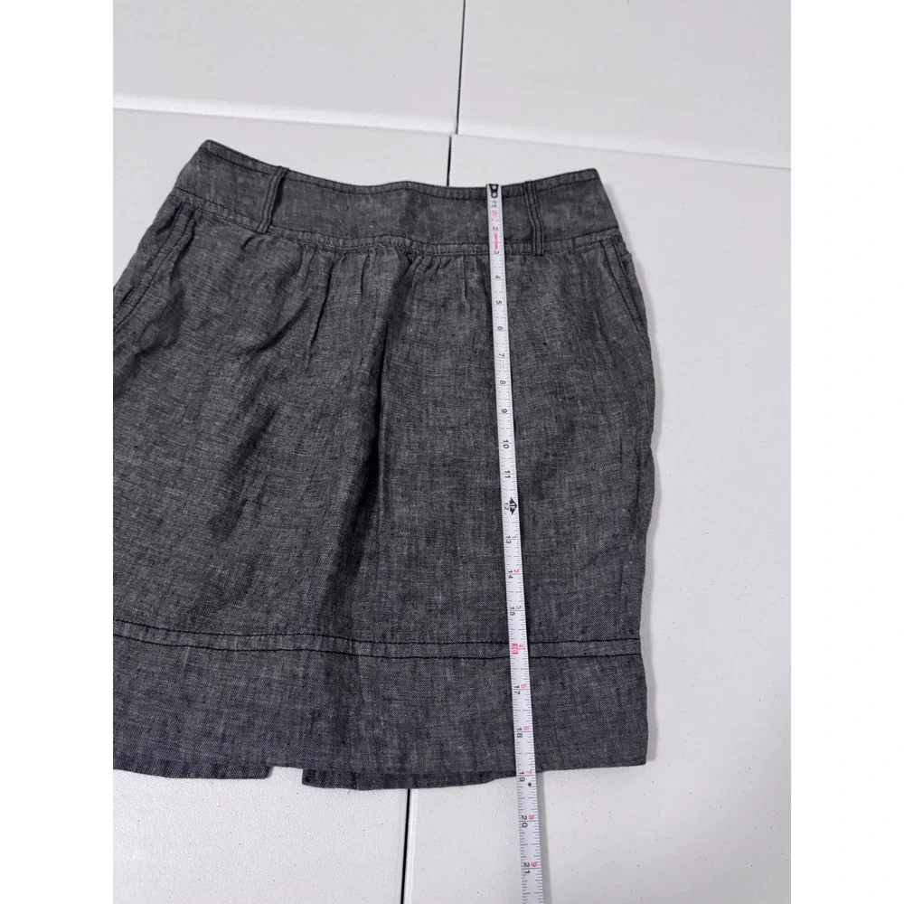 Banana Republic Charcoal Gray 100% Linen Mini Skirt‎ Size 4 m3